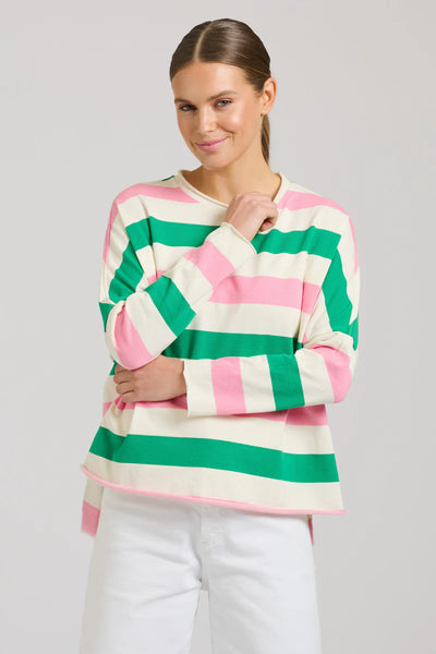 Pink & Green Raw Long Sleeve Sweatshirt - EST